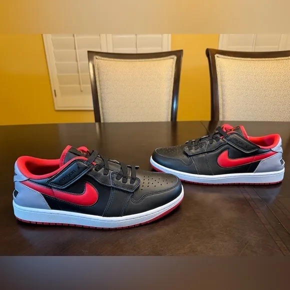 New Nike Air Jordan 1 Low Flyease Black Red Sneaker Shoes Size US 11