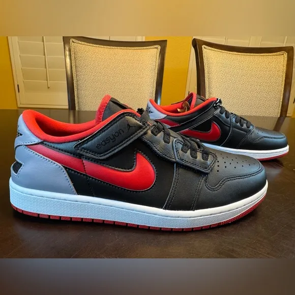 New Nike Air Jordan 1 Low Flyease Black Red Sneaker Shoes Size US 11