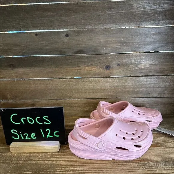New NWT Little Kids Crocs Off Grid Pink Comfort Clogs Sandals Shoes Size 12 C