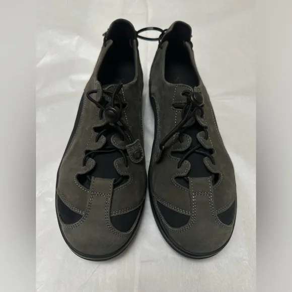 New 💥 Pandere Barista Stretch Shoes Black Gray Expandable Leather Neoprene💥