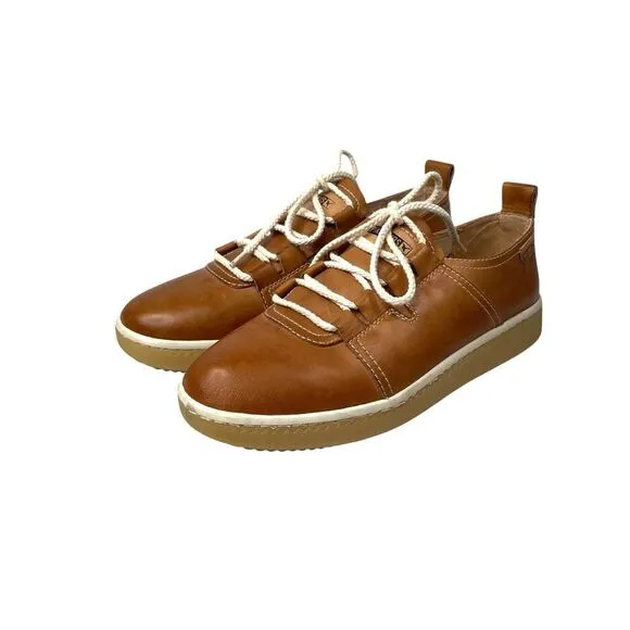 NEW Pikolinos Baeza leather lace up sneakers comfort shoes Size 39 brandy brown