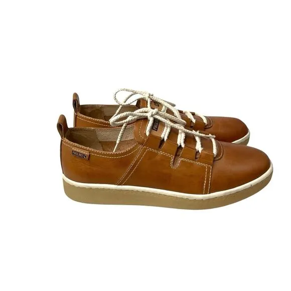 NEW Pikolinos Baeza leather lace up sneakers comfort shoes Size 39 brandy brown