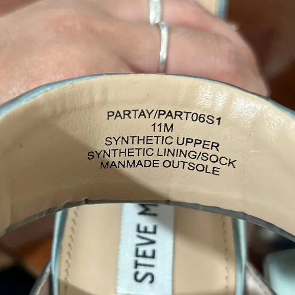 New Steve Madden Partay Metallic Green High Heel Sandals Padded Toe Sz 11