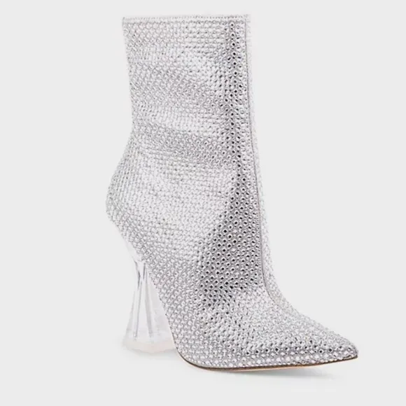 ✅New! STEVE MADDEN WOMENS VIVY DRESS BOOT - SILVER NO FLAWS