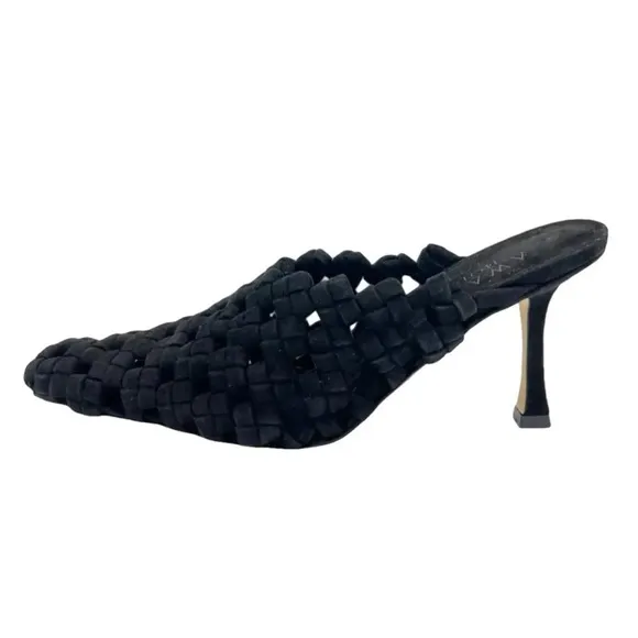 nib A.W.A.K.E. Mode Regina Weaved Mid-Heel Mules in Black - Size EU 36 / US 6