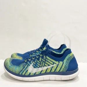 Nike 717075-402 Free 4.0 Barefoot Flyknit Running Shoes Men 8.5  Brave Blue/Volt