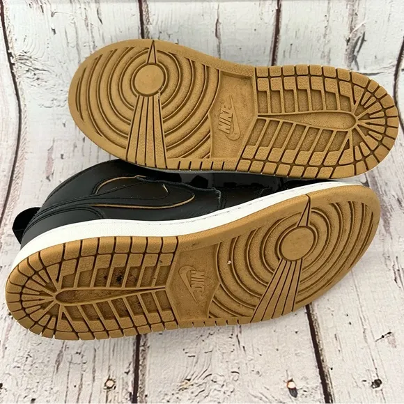 Nike Air Jordan 1 Kid’s Retro Black and Gold Basketball Shoes, Size 1.5Y