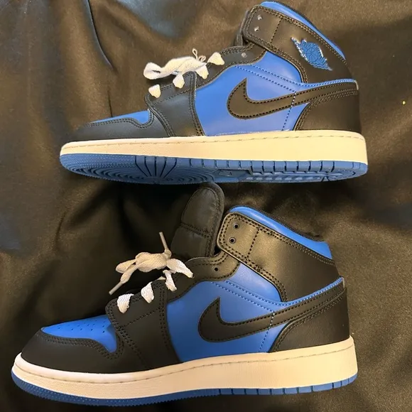 Nike Air Jordan 1 Mid Royal Blue and Black Sneakers
