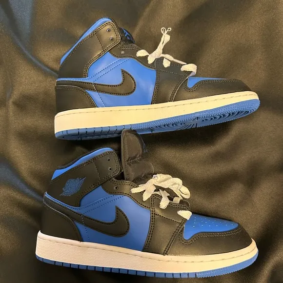 Nike Air Jordan 1 Mid Royal Blue and Black Sneakers