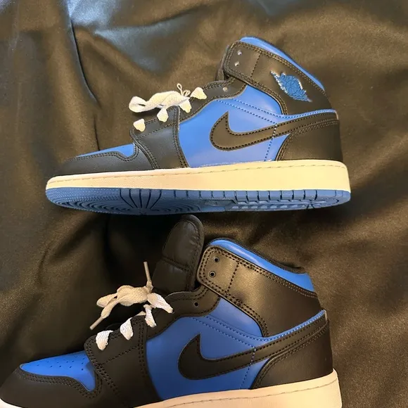 Nike Air Jordan 1 Mid Royal Blue and Black Sneakers