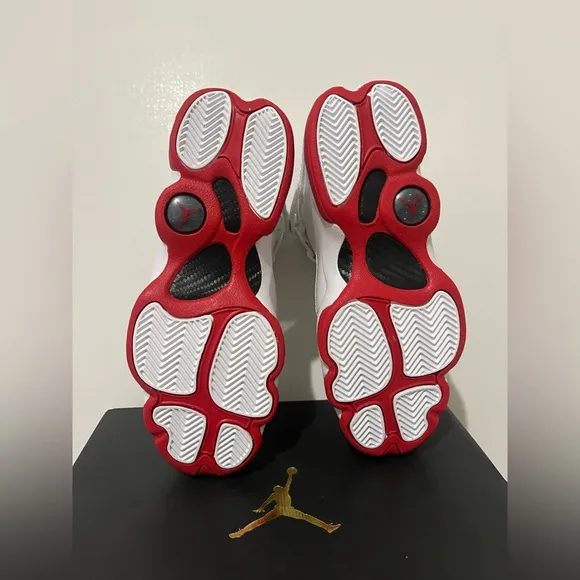 Nike Air Jordan 6 Rings GS White and Red High-Top Sneakers
