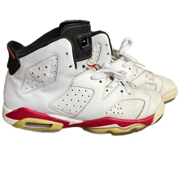 Nike Air Jordan 6 VI Retro 2010 White Red Shoes Sneakers 6Y Women’s 7.5