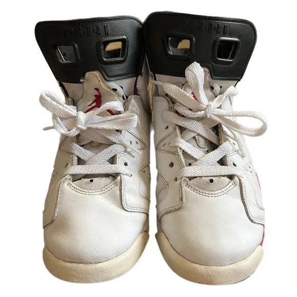 Nike Air Jordan 6 VI Retro 2010 White Red Shoes Sneakers 6Y Women’s 7.5