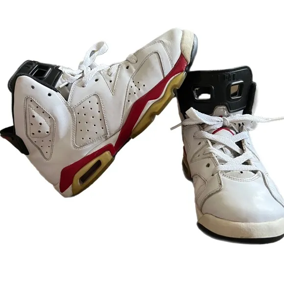 Nike Air Jordan 6 VI Retro 2010 White Red Shoes Sneakers 6Y Women’s 7.5