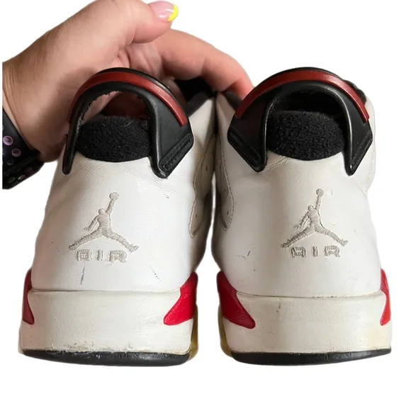 Nike Air Jordan 6 VI Retro 2010 White Red Shoes Sneakers 6Y Women’s 7.5