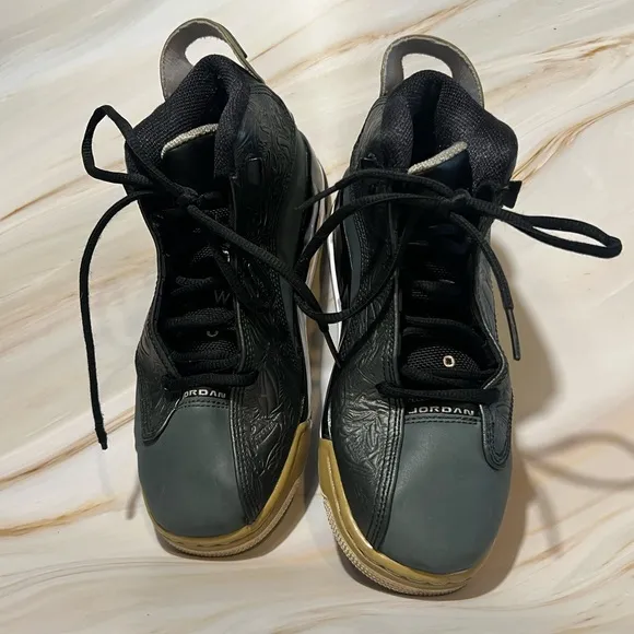 Nike Air Jordan Dub Zero Black and Gray High-Top Sneakers with Embossed Upper