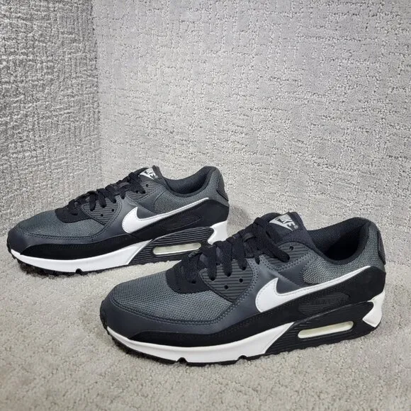 Nike AIR Max 90 Mens Size US 12 White/Smoke Grey/Black Textile Running Sneakers