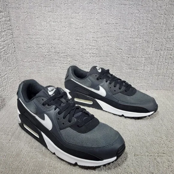 Nike AIR Max 90 Mens Size US 12 White/Smoke Grey/Black Textile Running Sneakers