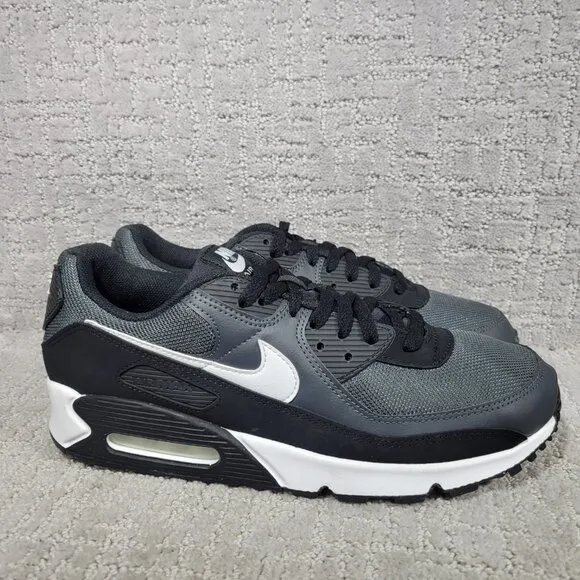 Nike AIR Max 90 Mens Size US 12 White/Smoke Grey/Black Textile Running Sneakers