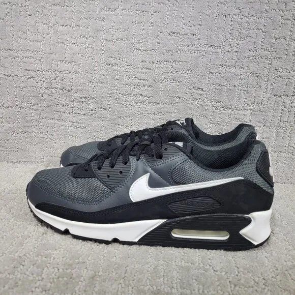 Nike AIR Max 90 Mens Size US 12 White/Smoke Grey/Black Textile Running Sneakers