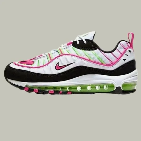 Nike Air Max 98 Lace-Up Sneakers Cushioned Mesh Rubber Watermelon Colorway W 7.5