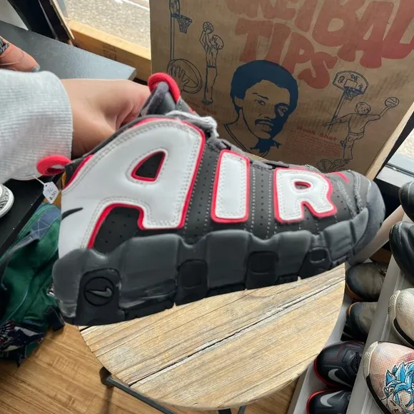Nike Air More Uptempo 'Medium Ash Siren Red White' DH9723-200 3Y