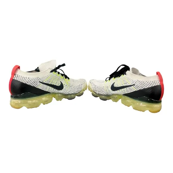 Nike Air Vapormax Flyknit 3 Mens Size 8.5 Beige Black Neon Athletic Sneakers