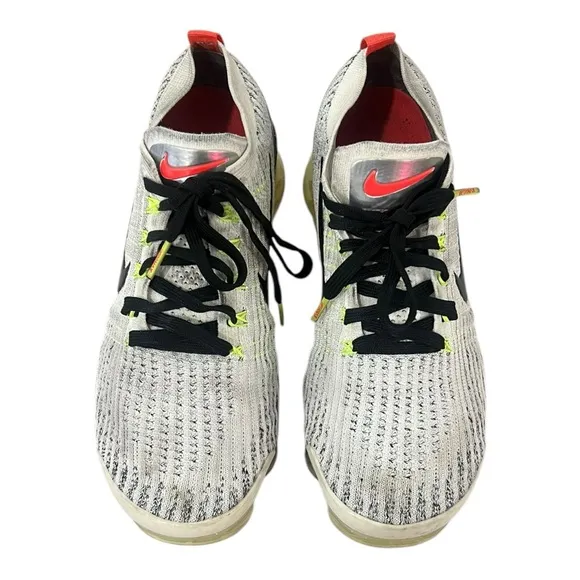 Nike Air Vapormax Flyknit 3 Mens Size 8.5 Beige Black Neon Athletic Sneakers