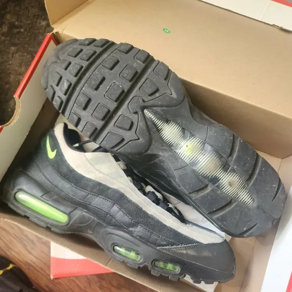 Nike Black and Green Sneakers with Air Max Cushioning
