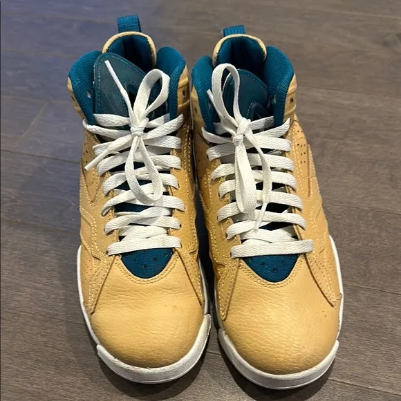 Nike Gold and Blue Sneakers with High-Top Design