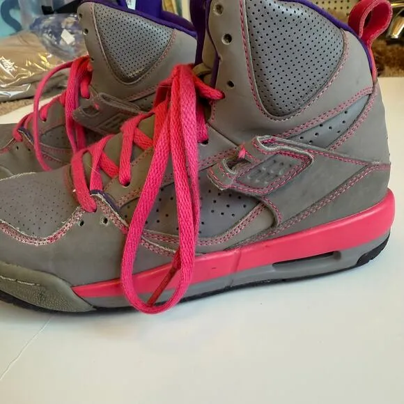 Nike Jordan Flight 45 High IP GS Pink &amp; Gray Sneakers