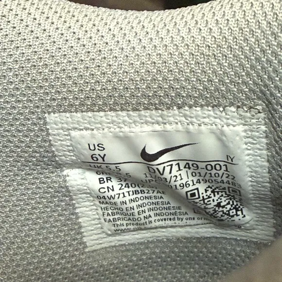 Nike Kids White and Gray Sneakers