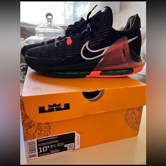 Nike- LeBron Witness VI Sneakers- Black/Metallic Silver/Sequoia Noir- Men’s 10.5