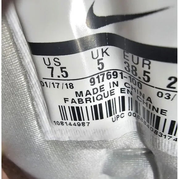 Nike Men's Air Max 1 Just Do It White/Orange/Black Sneakers Size 7.5