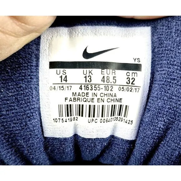Nike Mens Sz 14 Nike Air Monarch IV White Navy Athletic Sneakers 416355-102 NWOB