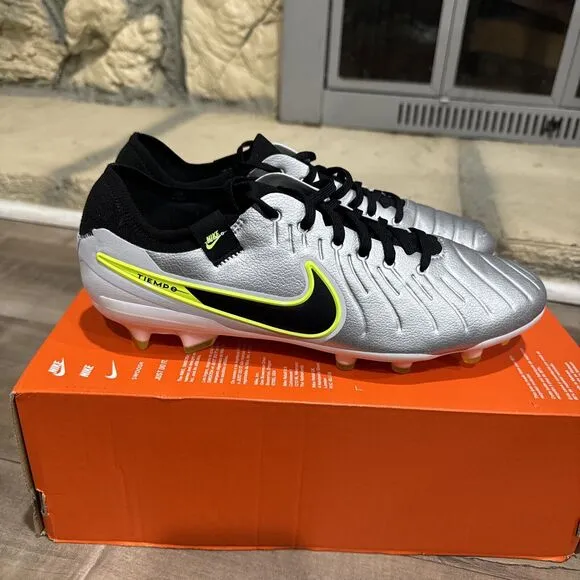 Nike Mens Sz 8.5 Legend 10 Pro FG Metallic Silver Soccer DV4333 700 *Rare Color