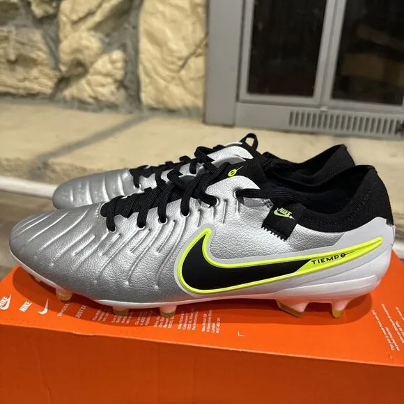 Nike Mens Sz 8.5 Legend 10 Pro FG Metallic Silver Soccer DV4333 700 *Rare Color