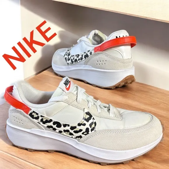 Nike-NWOB women’s sz.11.5 waffle debut sneakers animal print swoosh/orange. New!