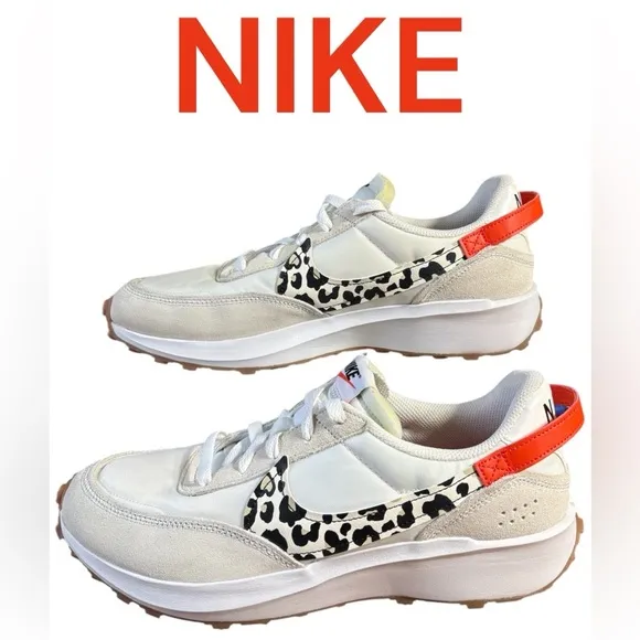 Nike-NWOB women’s sz.11.5 waffle debut sneakers animal print swoosh/orange. New!