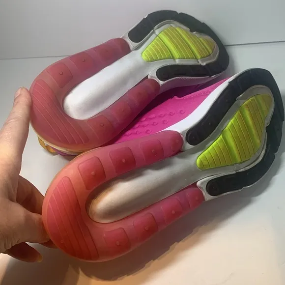 Nike Pink and Yellow Sneakers with Slip-On Design