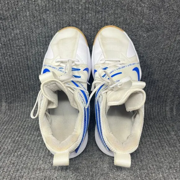 Nike React Hyperset Volleyball Shoes White Royal Blue Mens Size 8.5 / Womens 10