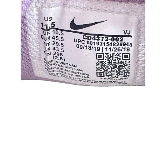 Nike React Vision D/MS/X Black Purple Sail  (CD4373-002) Sz 11.5