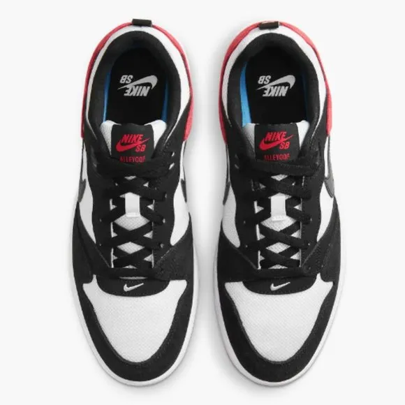 Nike SB Alleyoop Suede Low Top Mens Skate Shoes Black White Red