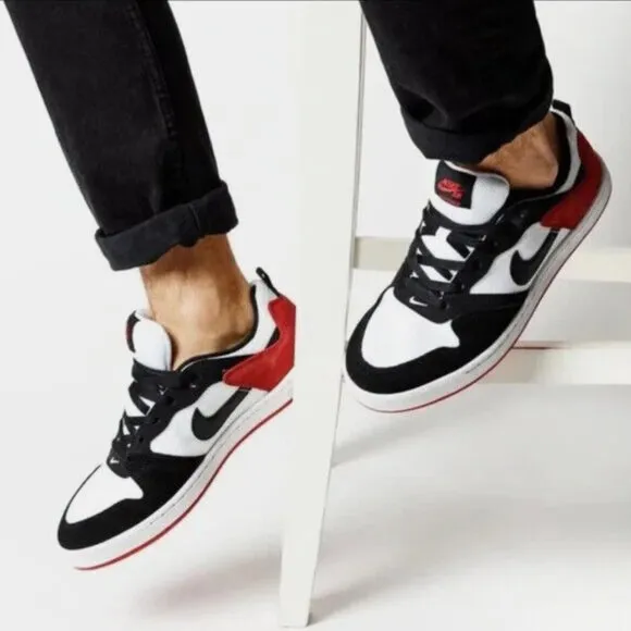 Nike SB Alleyoop Suede Low Top Mens Skate Shoes Black White Red