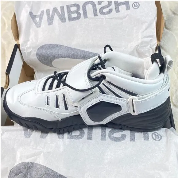 Nike Sneakers White Black Ambush Air Adjust Force Nubuck Leather Mens 10 NWT