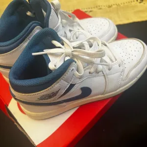 Nike White and Blue Sneakers with Low-Top Design