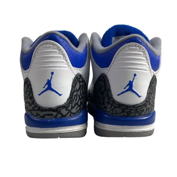 Nike Youth Boy's white Race Blue Jordan 3 Retro Mid Top Sneakers Sz 12C