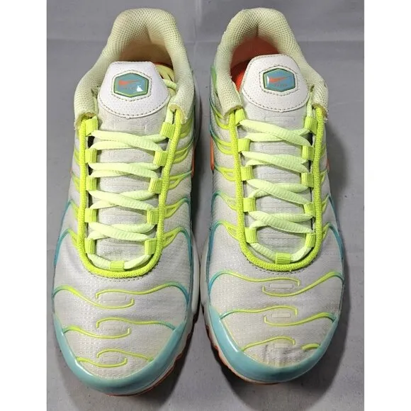 Nike Youth's TN  Air Max Plus Lime Green/White/Blue/Orange Sneakers Size 5Y
