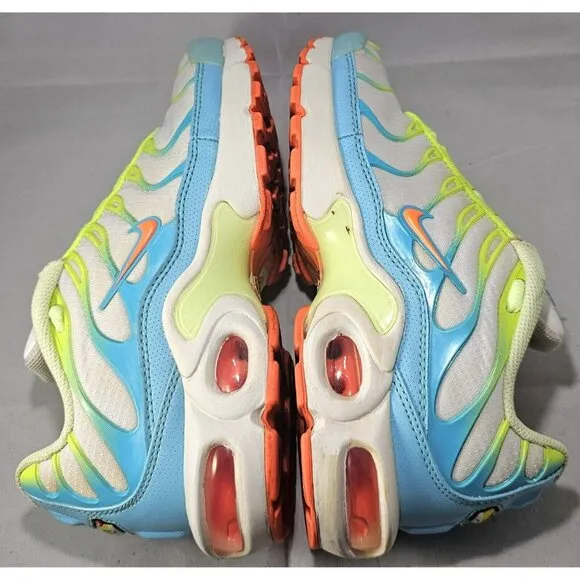 Nike Youth's TN  Air Max Plus Lime Green/White/Blue/Orange Sneakers Size 5Y