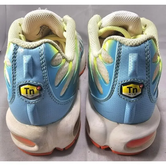 Nike Youth's TN  Air Max Plus Lime Green/White/Blue/Orange Sneakers Size 5Y